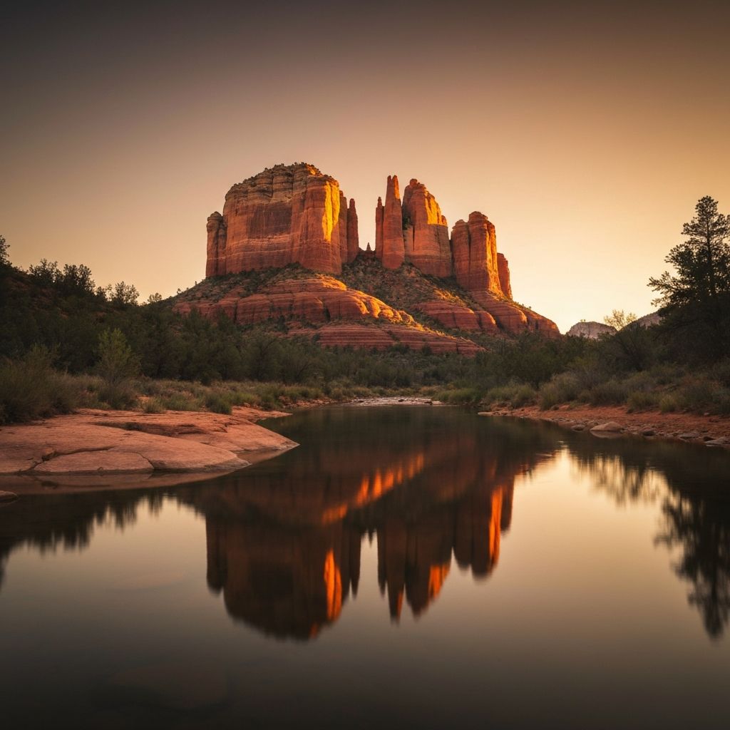 Cathedral Rock sunrise over Sedona with ancestral presence